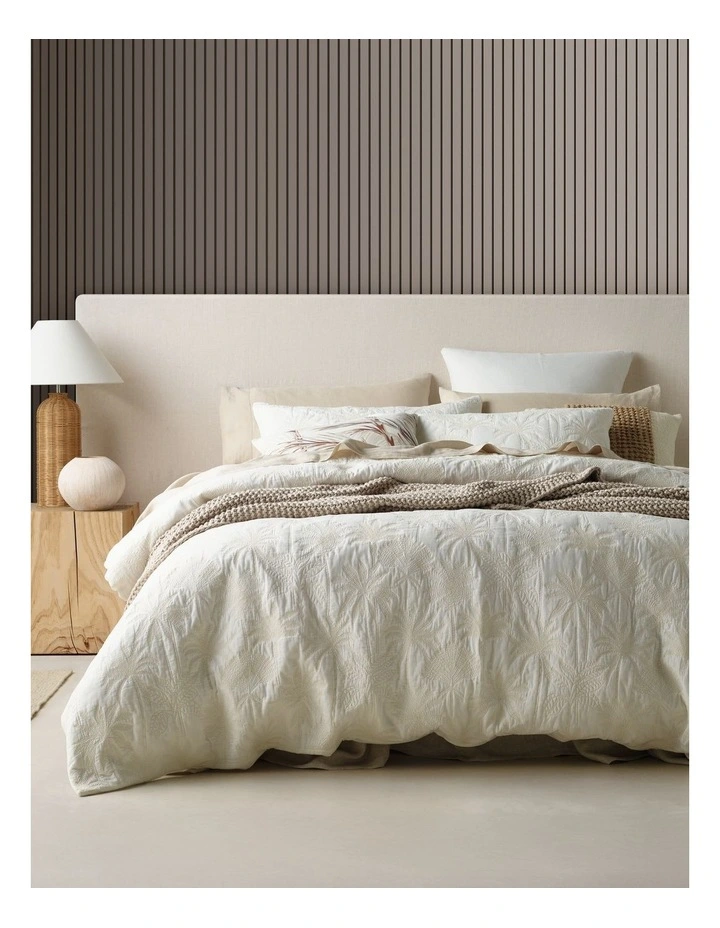 Ellis Quilted Cotton Quilt Cover Set in Light Sand image 1