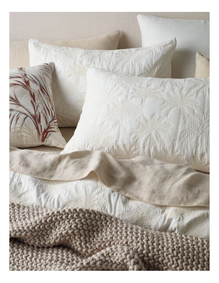 Ellis Quilted Cotton Quilt Cover Set in Light Sand image 2