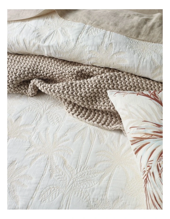 Ellis Quilted Cotton Quilt Cover Set in Light Sand image 3