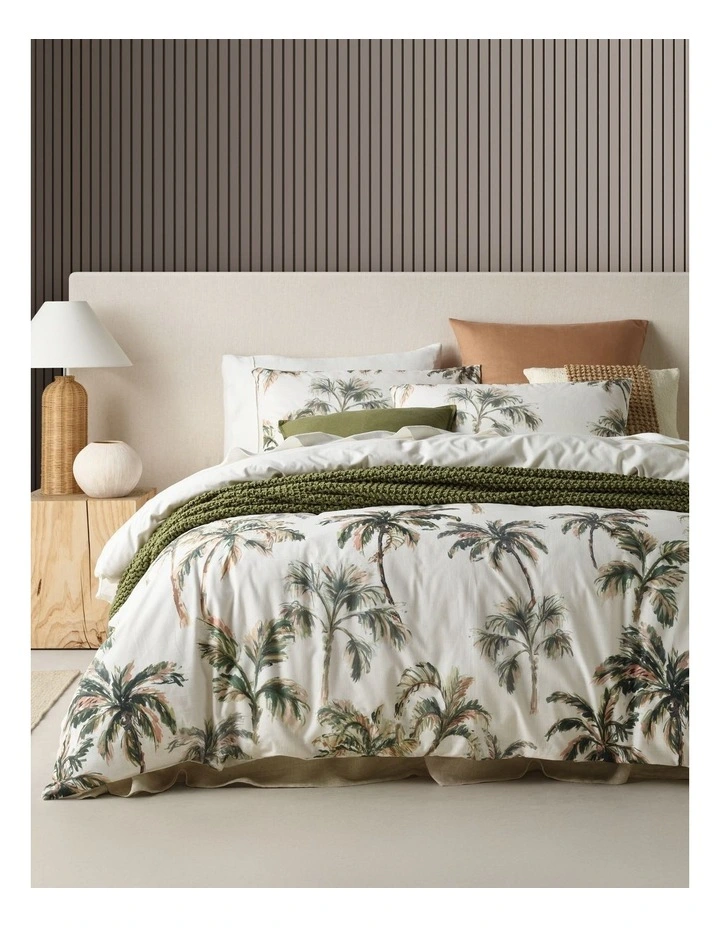 Airlie Textured Cotton Quilt Cover Set in Green image 1