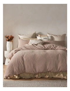 Hinterland Cotton Linen Quilt Cover Set in Chocolate