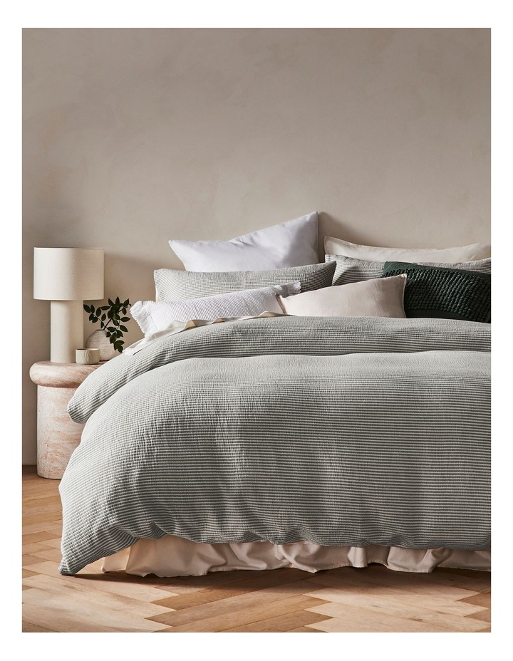 Otago Yarn Dyed Cotton Quilt Cover Set in Olive image 1