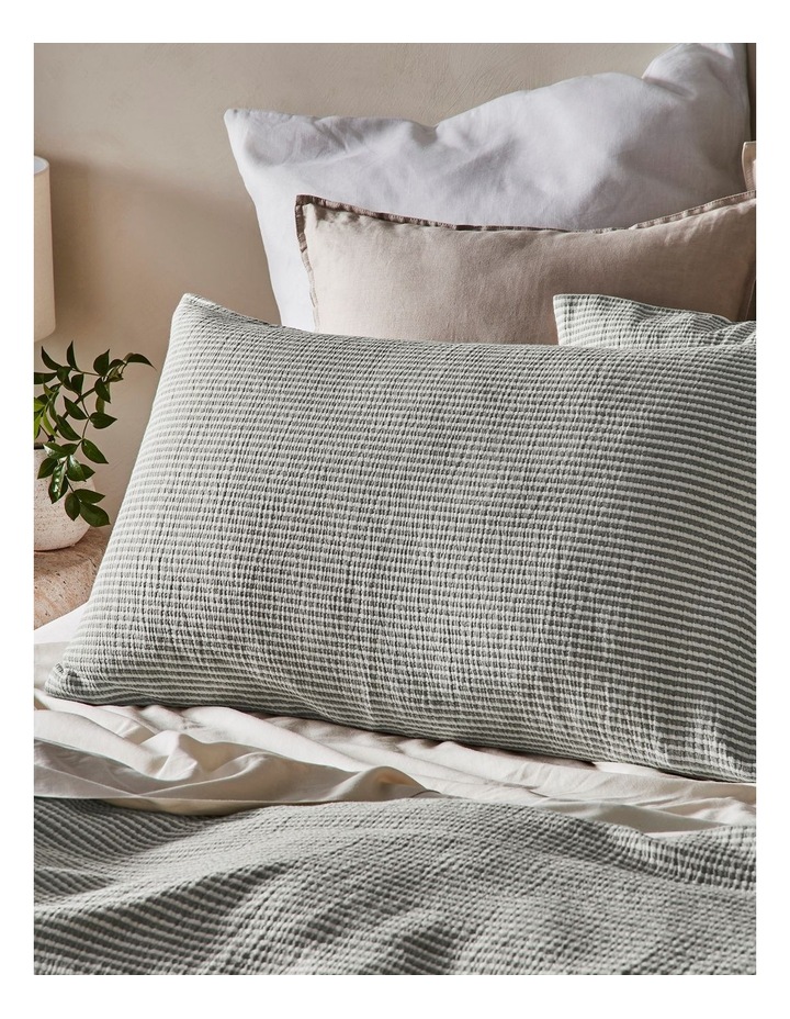 Otago Yarn Dyed Cotton Quilt Cover Set in Olive image 3