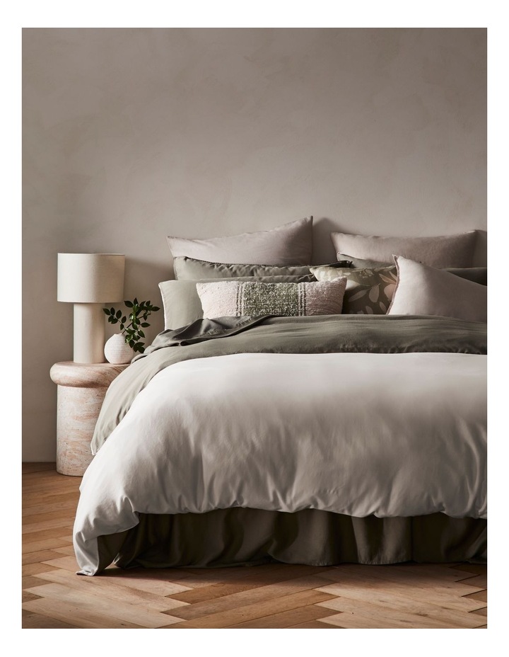 Palm Cove Washed Bamboo Cotton Reversible Quilt Cover Set in Leaf/Sandshell image 3