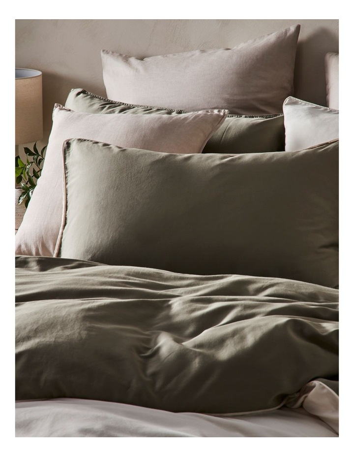 Palm Cove Washed Bamboo Cotton Reversible Quilt Cover Set in Leaf/Sandshell image 4