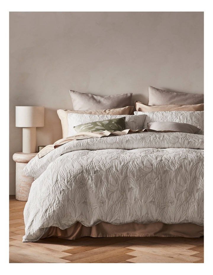 Abbey Quilted Cotton Quilt Cover Set in White image 1