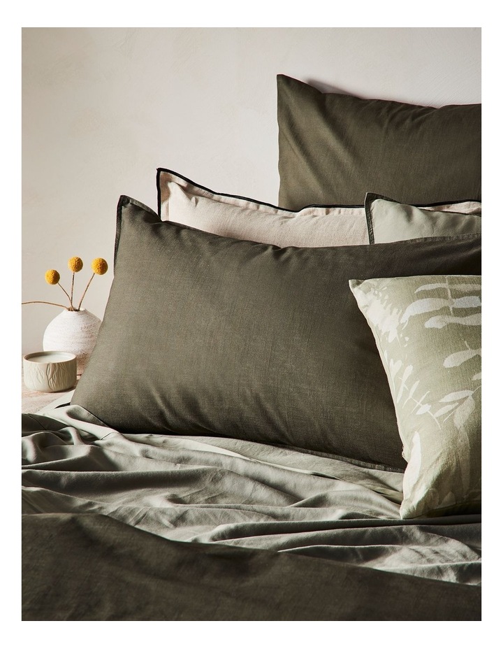 Sandy Cape Washed Belgian Linen Quilt Cover Set in Olive image 2