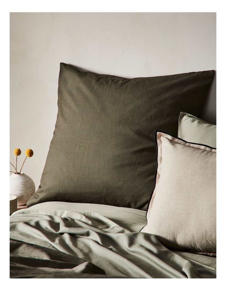 Sandy Cape Washed Belgian Linen Quilt Cover Set in Olive image 3