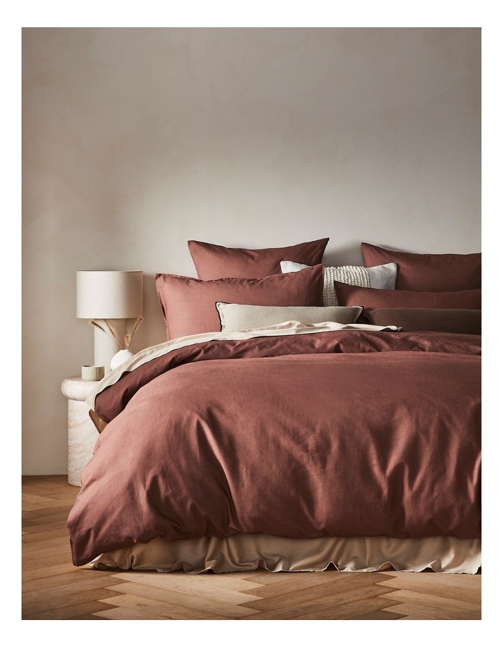 Sandy Cape Washed Belgian Linen Quilt Cover Set in Pecan image 1