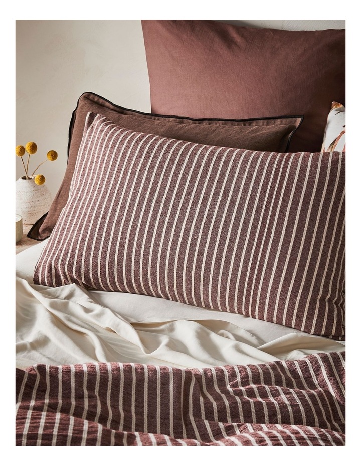 Hinterland Cotton Linen Quilt Cover Set in Mahogany Stripe image 2