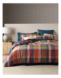 Flinders Check Cotton Flannelette Quilt Cover Set in Plum