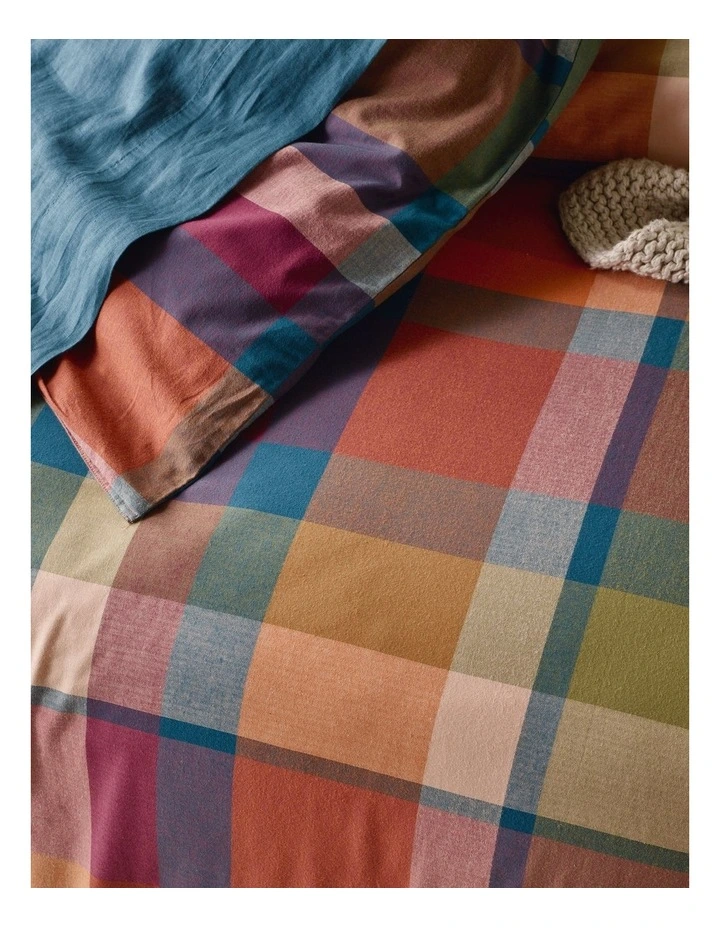Flinders Check Cotton Flannelette Quilt Cover Set in Plum image 2