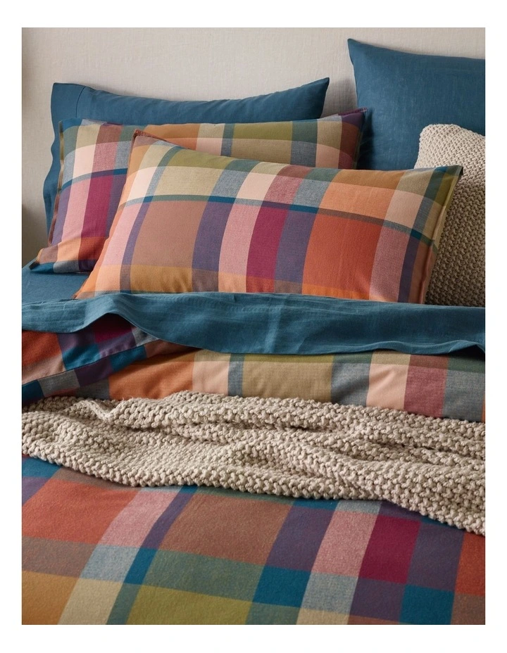 Flinders Check Cotton Flannelette Quilt Cover Set in Plum image 3