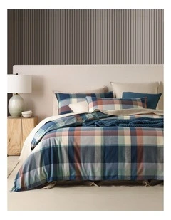 Flinders Check Cotton Flannelette Quilt Cover Set in Navy