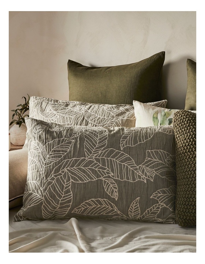 Bangalow Cotton Jacquard Quilt Cover Set in Olive image 3