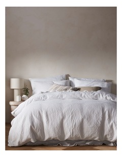 Cove Stripe Cotton Jacqaurd Quilt Cover Set in White