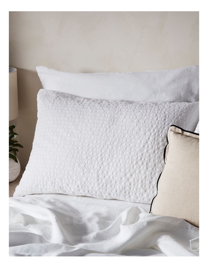 Cove Stripe Cotton Jacqaurd Quilt Cover Set in White image 3