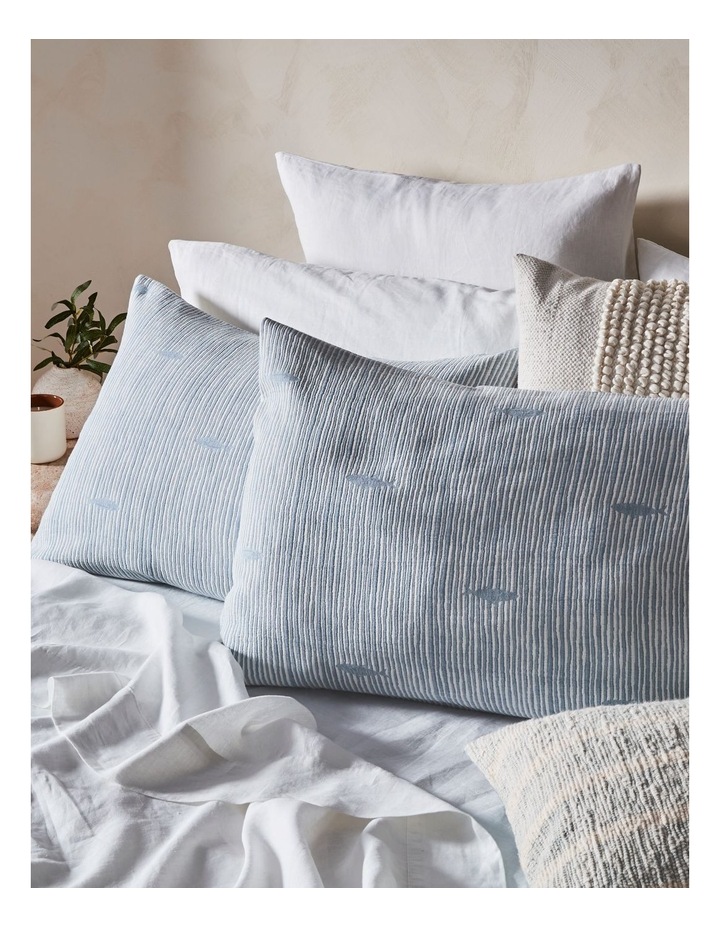 Harbour Cotton Jacquard Quilt Cover Set in Blue Stripe image 2