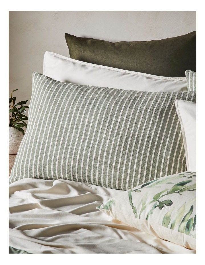 Hinterland Cotton Linen Quilt Cover Set in Green Stripe image 2