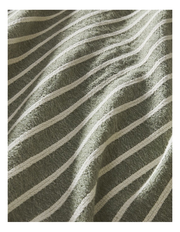 Hinterland Cotton Linen Quilt Cover Set in Green Stripe image 3