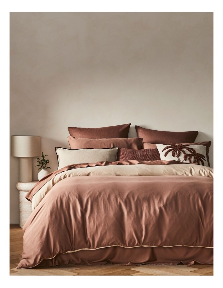 Palm Cove Washed Bamboo Cotton Reversible Quilt Cover Set in Clay and Dune image 1