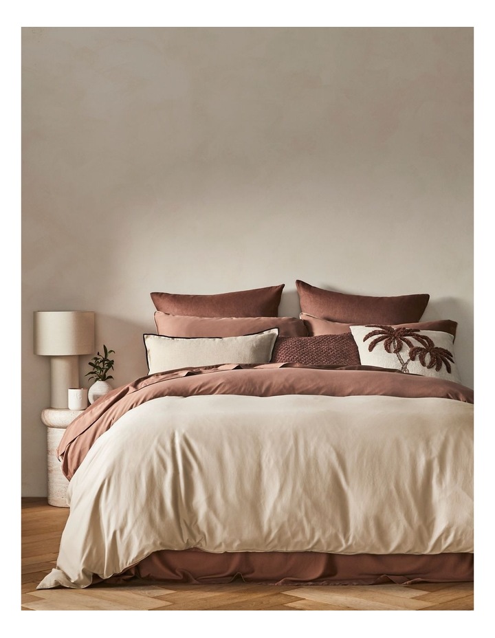Palm Cove Washed Bamboo Cotton Reversible Quilt Cover Set in Clay and Dune image 2