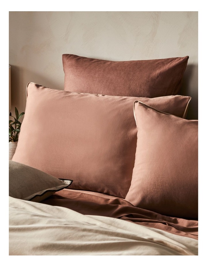 Palm Cove Washed Bamboo Cotton Reversible Quilt Cover Set in Clay and Dune image 3