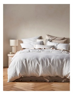 Sandy Cape Washed Belgian Linen Quilt Cover Set in White