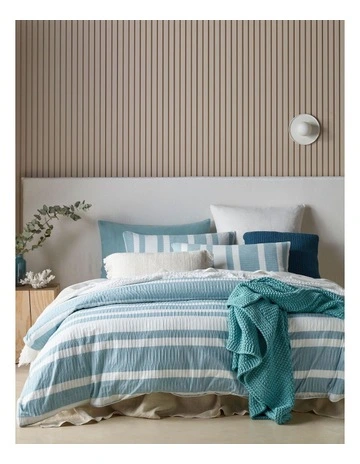 Iluka Yarn Dyed Stripe Quilt Cover Set in Ocean