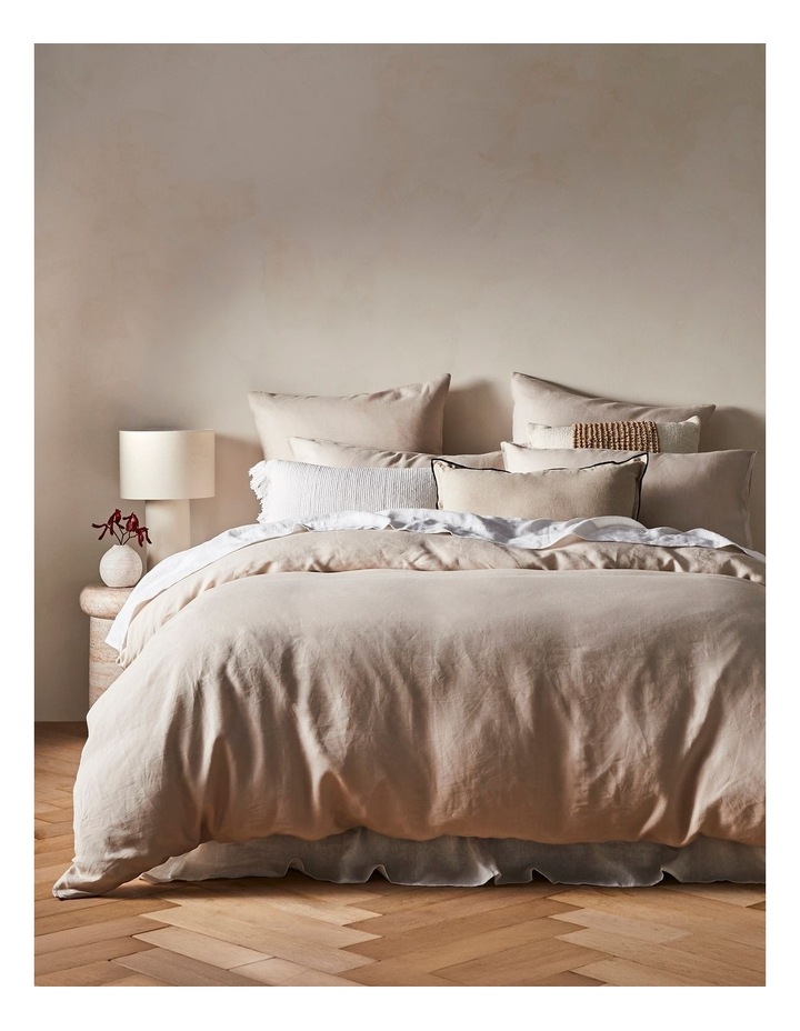 Sandy Cape Washed Belgian Linen Quilt Cover Set in Moonbeam image 1