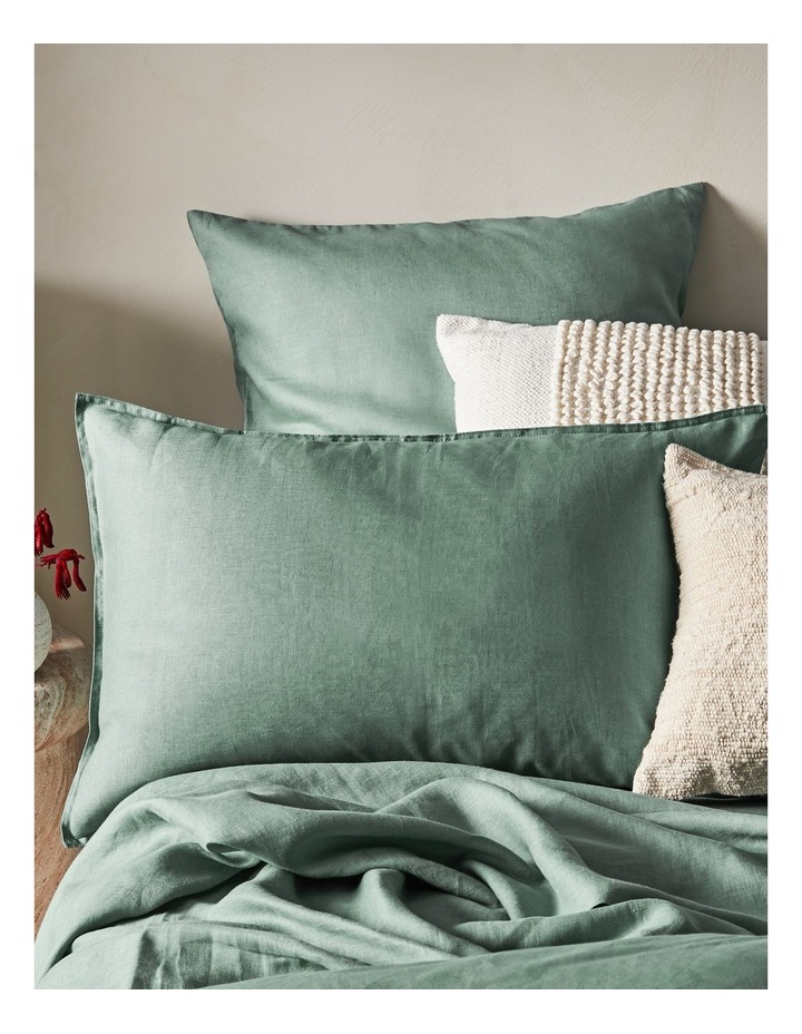 Sandy Cape Washed Belgian Linen Quilt Cover Set in Eucalyptus image 2