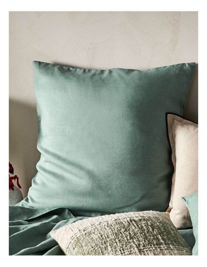 Sandy Cape Washed Belgian Linen Quilt Cover Set in Eucalyptus image 3