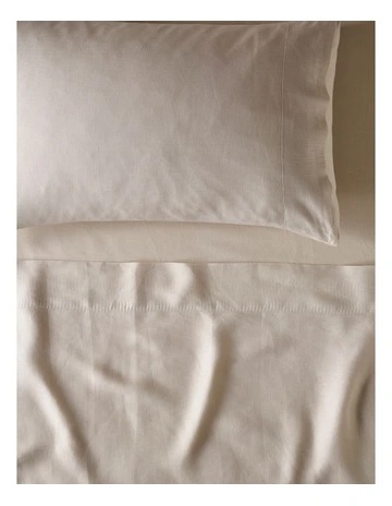Sandy Cape Washed Belgian Linen Sheet Separates in Moonbeam