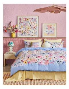 Haze II Cotton Quilt Cover Set in Cornflower Blue