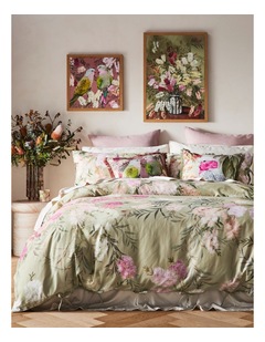 Bottlebrush Cotton Sateen Quilt Cover Set in Green