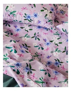 Jungle Flower Cotton Sheet Set in Lilac