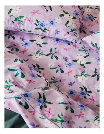Jungle Flower Cotton Sheet Set in Lilac