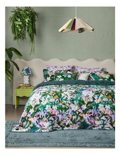 Jungle Funk Quilted Cotton Coverlet in Greens