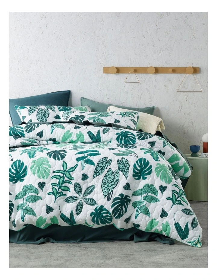 Plant Power Quilted Quilt Cover Set in Green image 1
