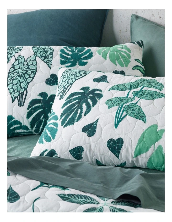 Plant Power Quilted Quilt Cover Set in Green image 2