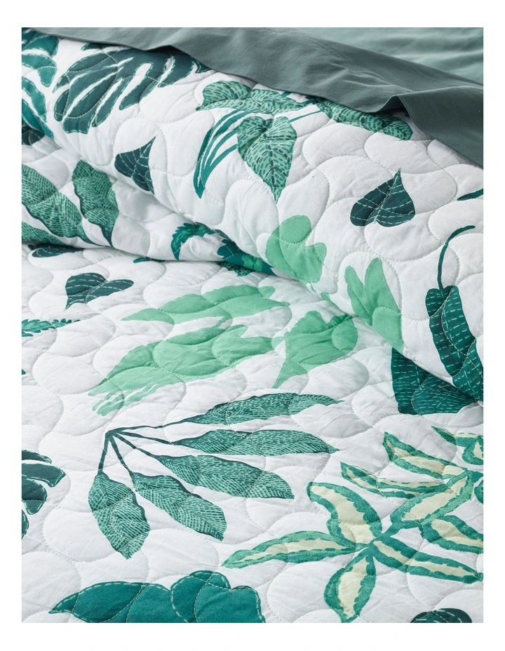 Plant Power Quilted Quilt Cover Set in Green image 3