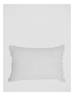 Coachwood Ribbed Cotton With Fringe Cushion in Off-White