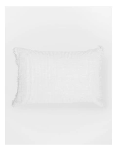 Coachwood Ribbed Cotton With Fringe Cushion in Off-White