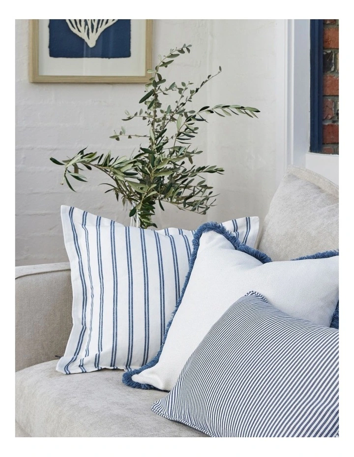 Provence Cushion 50x50cm in Dark Blue Stripe image 2