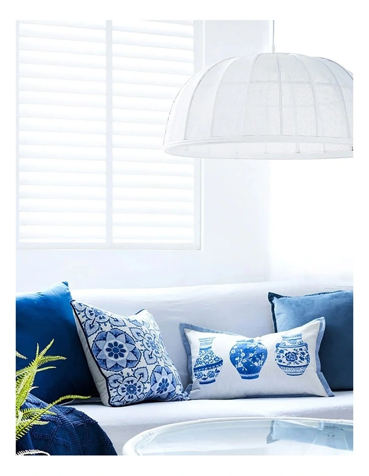 Madras Link Mira Velvet Cushion In Dark Blue image 2
