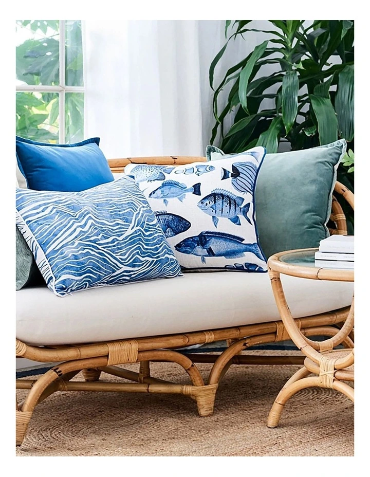 Madras Link Mira Velvet Cushion In Dark Blue image 3
