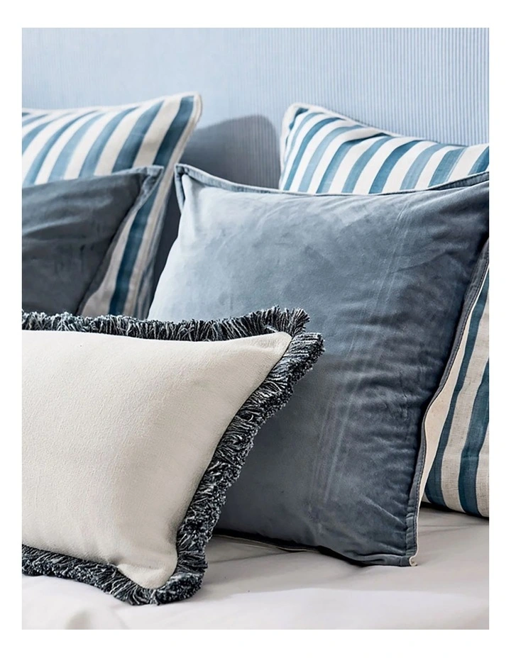 Madras Link Mira Velvet Cushion In Grey Blue image 2