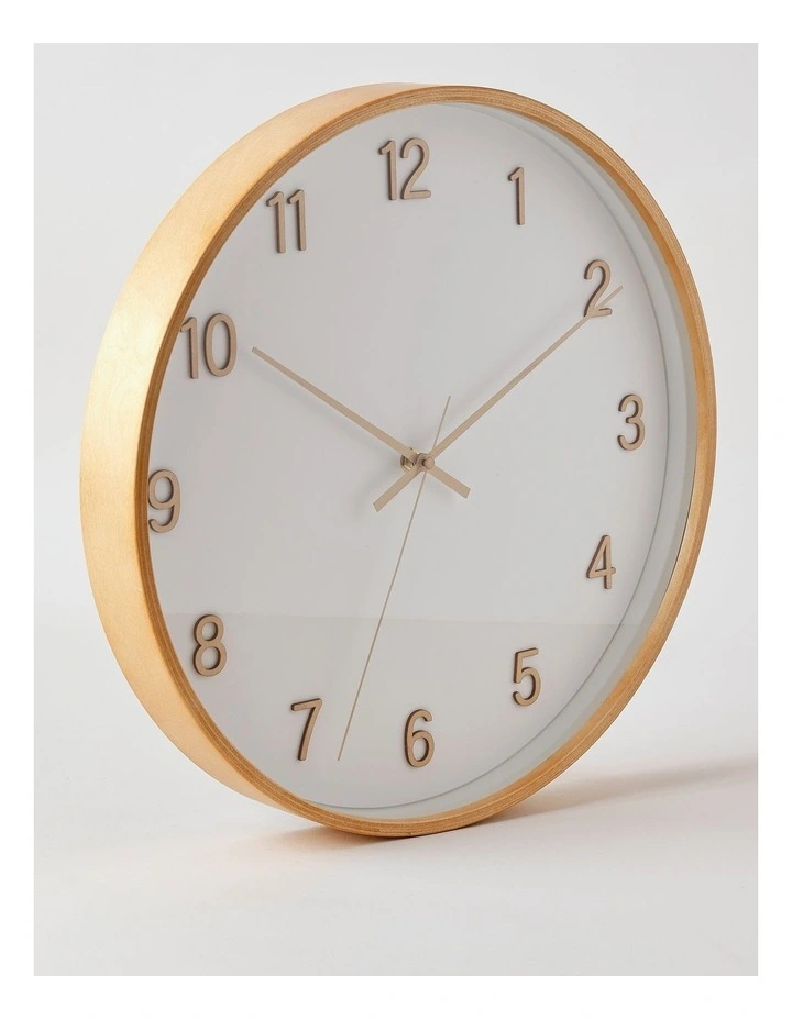 Tatum Clock 40cm in White/Natural image 2