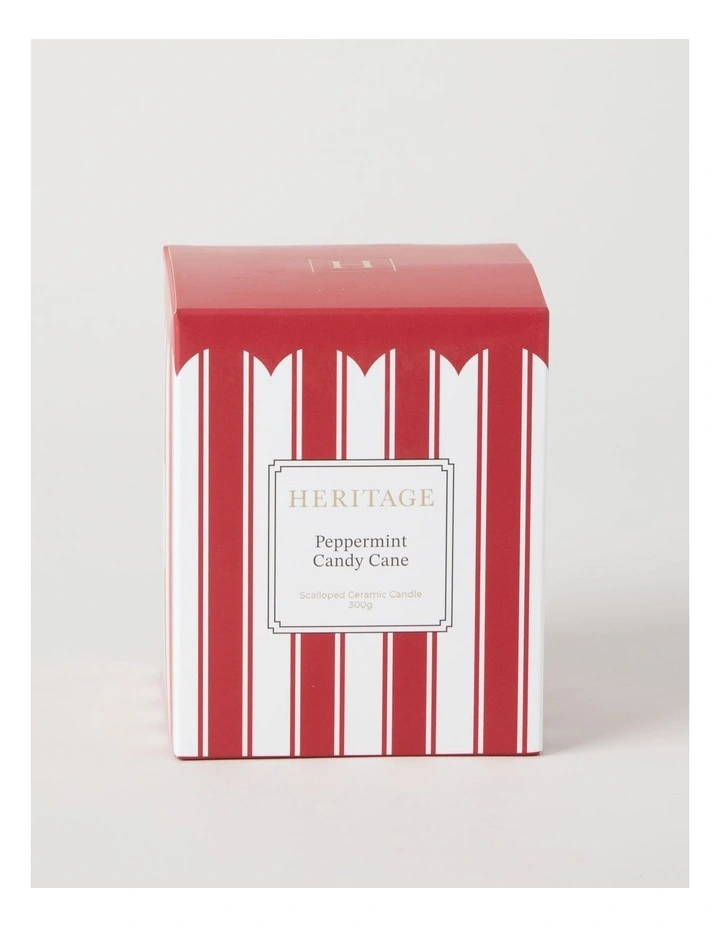 Ceramic Christmas Candle 300g in Red and White Stripe image 1