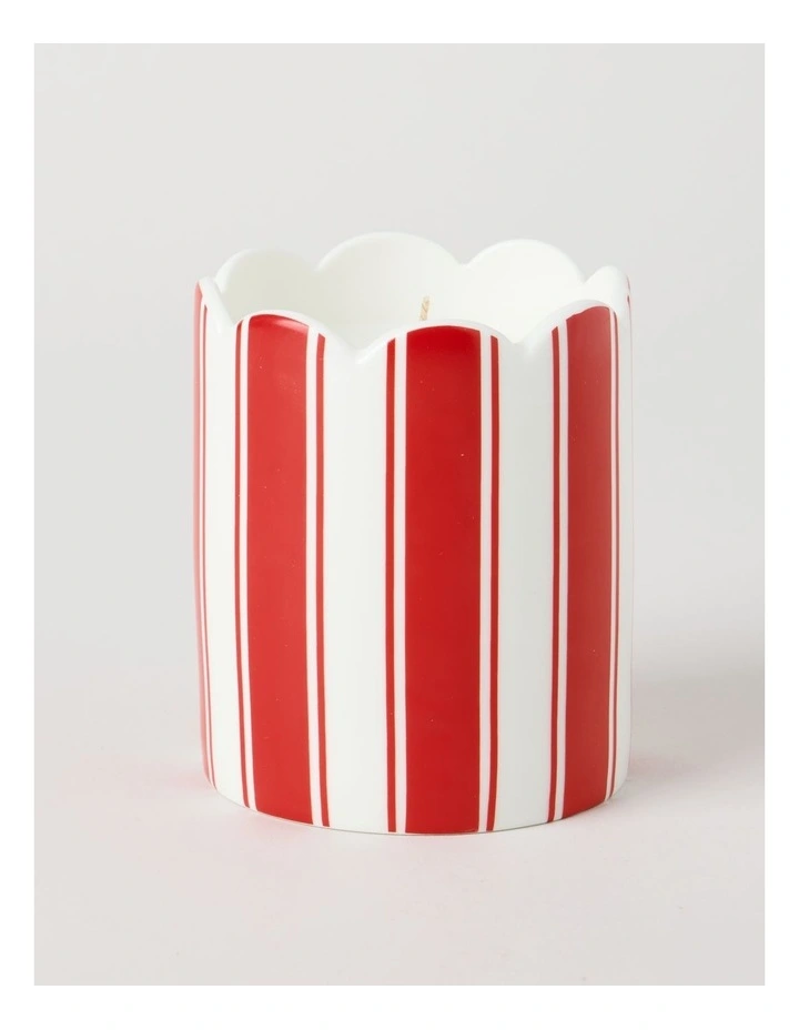 Ceramic Christmas Candle 300g in Red and White Stripe image 2